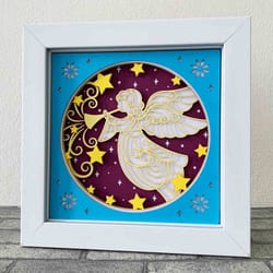 3d christmas angel shadow box svg/ angel with trumpet 3d cardstock/ christmas decoration/ svg for cricut/ for silhouette