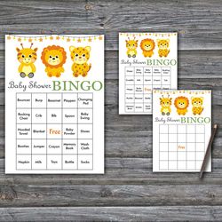 60 Safari animals Baby Shower Bingo Cards,Safari theme animals Baby Shower Bingo Games,Printable Baby Shower Bingo Cards