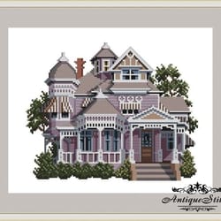 086 pillow-thompson house victorian house cross stitch pattern pdf victorians across america compatible pattern keeper