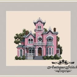 098 the pink house victorian vintage cross stitch pattern pdf victorians across america compatible pattern keeper