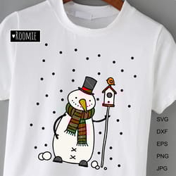 merry christmas snowman with birdhouse svg files, christmas svg, christmas cards clipart shirt mug gift cricut new year
