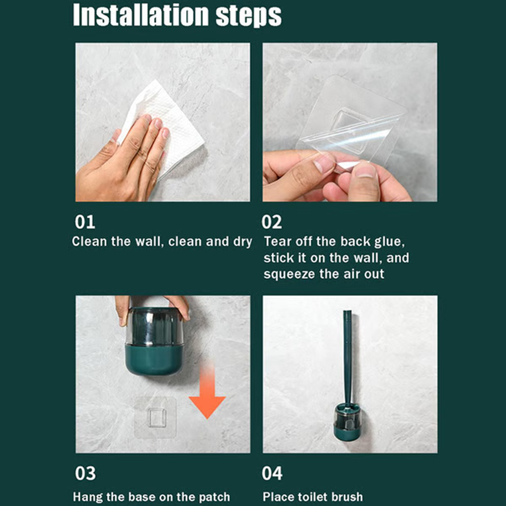 Household Punch-Free Wall Hanging Long Handle Silicone Toilet Brush 4