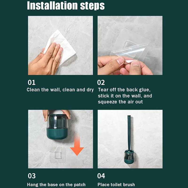 Household Punch-Free Wall Hanging Long Handle Silicone Toilet Brush 4