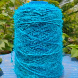recycled sari silk yarn prime - sea blue - sari silk yarn - recycled sari yarn - recycled silk yarn - premium yarn