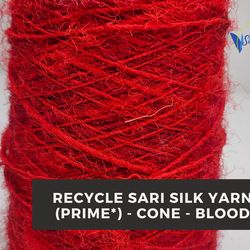 recycled sari silk yarn prime - blood - sari silk yarn - recycled sari yarn - recycled silk yarn - premium yarn