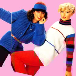 set vintage knitting pattern 02 jacket and mohair sweater women