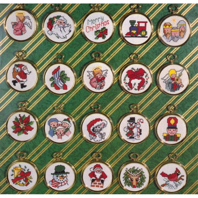 Vintage Round Mini Christmas Ornaments cross stitch pattern