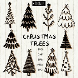 christmas tree svg cut files, merry christmas svg, rustic boho trees christmas svg, primitive christmas tree clipart