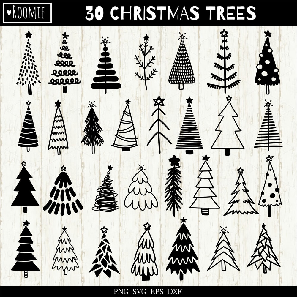 Christmas Trees black and white clipart.jpg