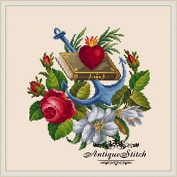 faith hope love 01 vintage cross stitch pattern pdf berlin woolwork religion antique needlepoint petit-point chart