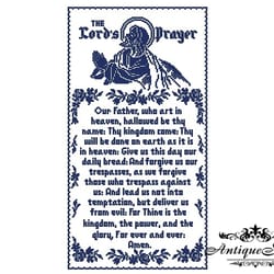 the lord prayer vintage cross stitch pattern pdf monochrome embroidery