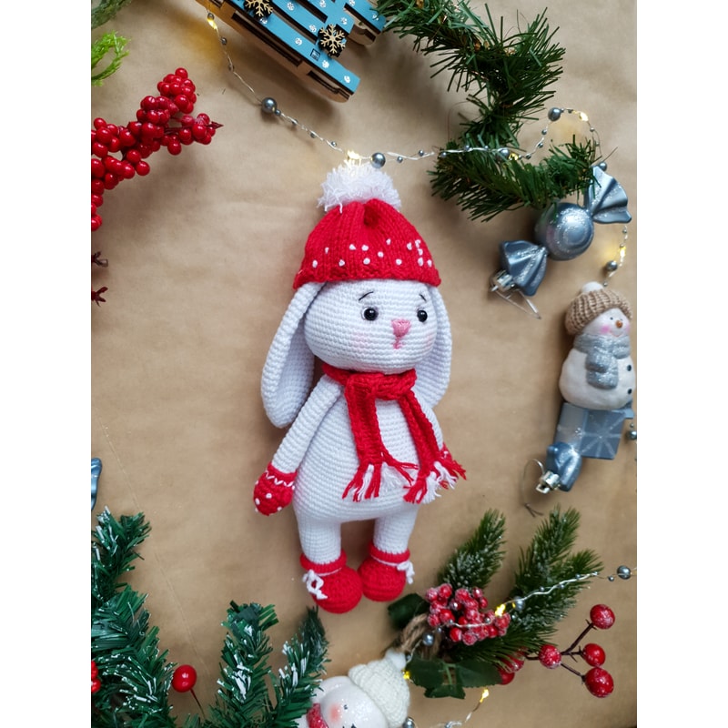 Crochet pattern Christmas Bunny, Crochet pattern toys PDF, Amigurumi pattern , Christmas decor, Christmas crochet toys