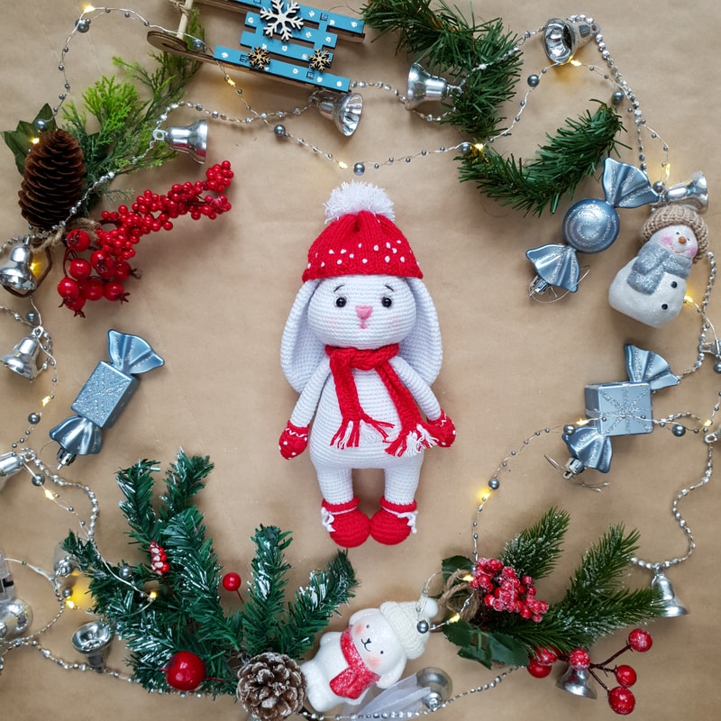 Crochet pattern Christmas Bunny, Crochet pattern toys PDF, Amigurumi pattern , Christmas decor, Christmas crochet toys