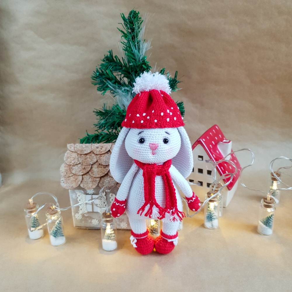 Crochet pattern Christmas Bunny, Crochet pattern toys PDF, Amigurumi pattern , Christmas decor, Christmas crochet toys