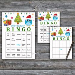 60 Christmas tree Baby Shower Bingo Cards,Christmas Baby Shower Bingo Games,Printable Baby Shower Bingo Cards--230