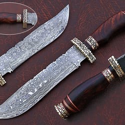 damascus hunting knife, damascus fixed blade knife, damascus gut hook knife, damascus ka bar knife hand made knives gift