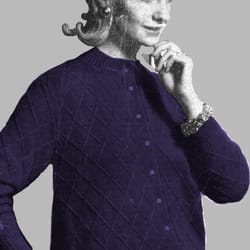 vintage knitting pattern 162 diamond-patterned cardigan women