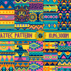 neon aztec digital paper set, 10 tribal seamless patterns for scrapbooking and crafting