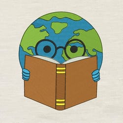 earth read embroidery design 3 sizes reading pillow-instant d0wnl0ad