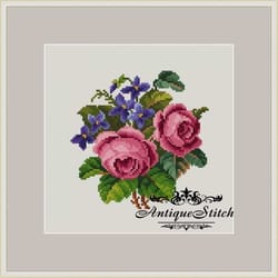 roses and violet berlin woolwork bouquet 48 vintage cross stitch pattern pdf