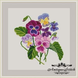 pansies berlin woolwork bouquet 49 vintage cross stitch pattern pdf