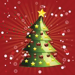 illustration of green christmas tree on abstract background
