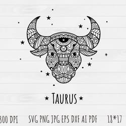 taurus outline svg, taurus clip art, outline, svg file, hand drawn, png, digital download,taurus zodiac sign