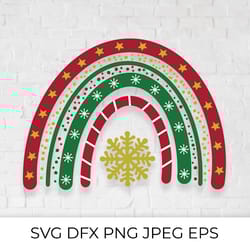 christmas boho rainbow. winter holidays svg