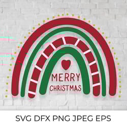 christmas boho rainbow. winter holidays rainbow svg cut file