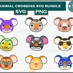koala animal crossing bundle svg, koala animal svg, cartoon svg digital file