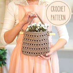 crochet pattern, mesh hanging basket, storage basket diy, boho home decor, kitchen bathroom organization, scandinavian