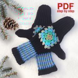 crochet mittens pattern granny square mittens tutorial mittens for beginners winter accessories guide step by step pdf
