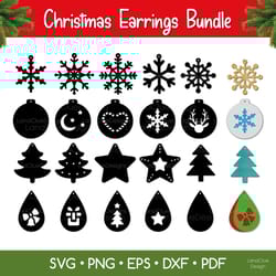 christmas earrings svg cut files - 20 items, christmas jewelry template