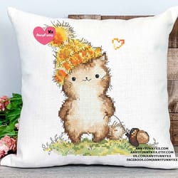 tiny funny kitten cross stitch pattern pdf cute cat embroidery needlepoint design funny cat gifts for women tiny kitten