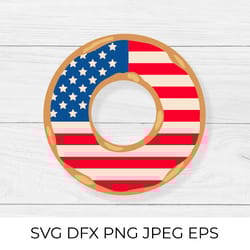 american patriotic donut with flag of usa on the glaze. svg cut file