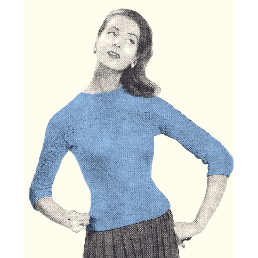 vintage pattern knitting blouse women