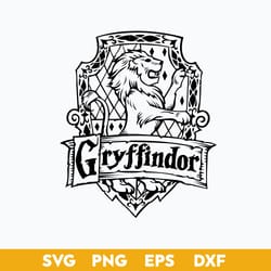 gryffindor crest outline svg, school of magic house crest svg, harry potter svg, png dxf eps file