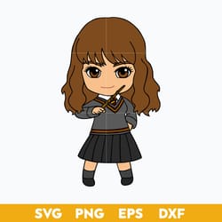 hermione granger chibi svg, harry potter character svg, cartoon svg