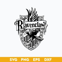 ravenclaw crest emblem outline svg, school of magic house crest svg, harry potter svg.
