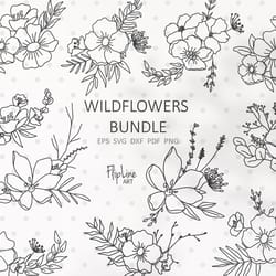 wildflowers svg floral bundle svg daisy svg botanical clipart lavender svg tulip botanical clipart spring svg garden