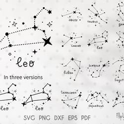 zodiac signs clipart, astrology svg, zodiac svg bundle, horoscope svg, gemini svg, constellation svg, virgo svg