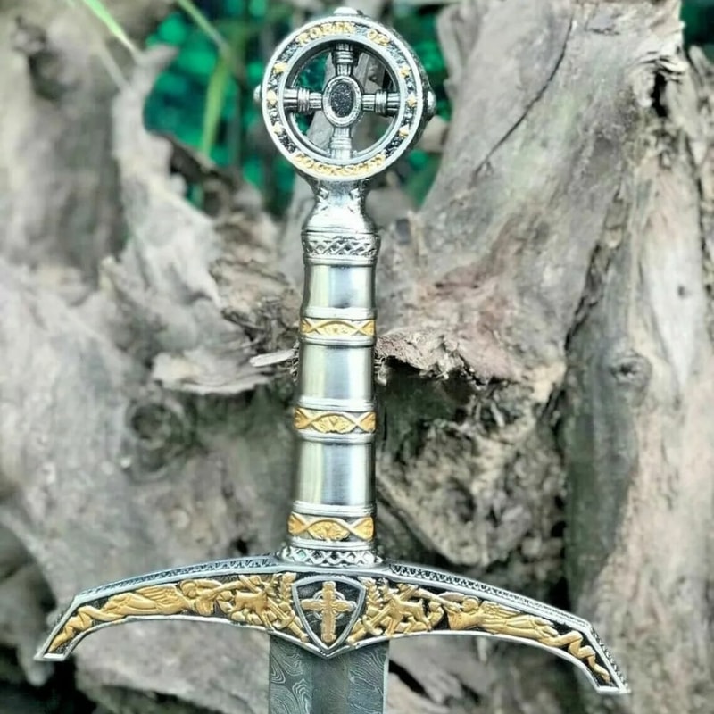 Damascus Steel Viking Sword with metal handles.jpeg