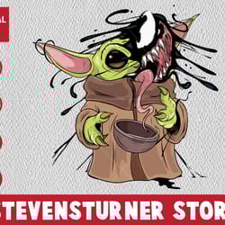 yoda venom svg, yoda svg, venom svg, marvel svg png dxf eps file