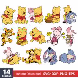 baby pooh svg bundle, winne the pooh svg, pooh svg