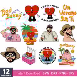 bad bunny bundle svg, bad bunny svg, un verano sin ti svg, png dxf eps file