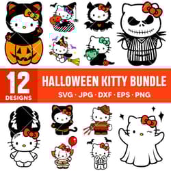 hello kitty halloween bundle svg, kitty halloween svg, horror kitty svg, halloween svg