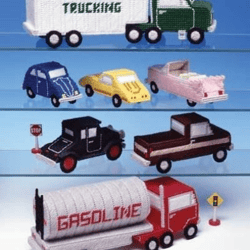 cars & trucks - pdf vintage plastic canvas pattern - digital instant download