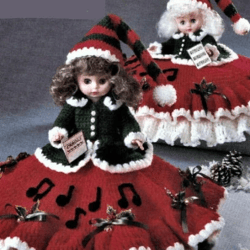 christmas caroler doll outfit - toys doll - pdf vintage crochet pattern - digital instant download