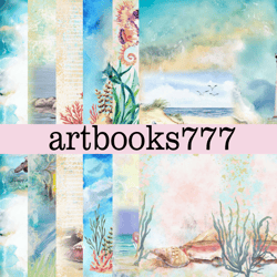 ocean-8, scrapbooking, digital paper, sheets for book or journal, sea, beach, marine, ocean, lighthouse, seagull, fish