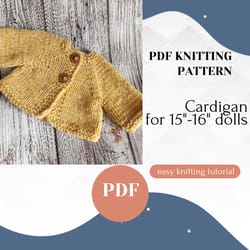 pdf cardigan knitting pattern for waldorf dolls, toy bears, knitting tutorial